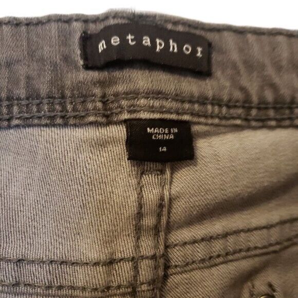 Metaphor Womens Size 14 Gray  Solid Slight Tattered Skinny Jeans - Picture 2 of 9